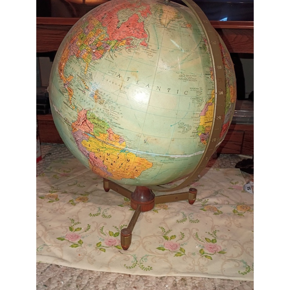 Vintage Replogle‎ Stereo Relief Globe 12" With Tripod Stand